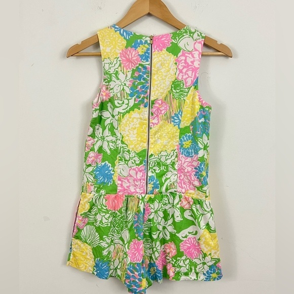 LILLY PULITZER Gretchen Romper Size 00 Hibiscus Stroll Cotton Shorts One-Piece - Picture 4 of 13